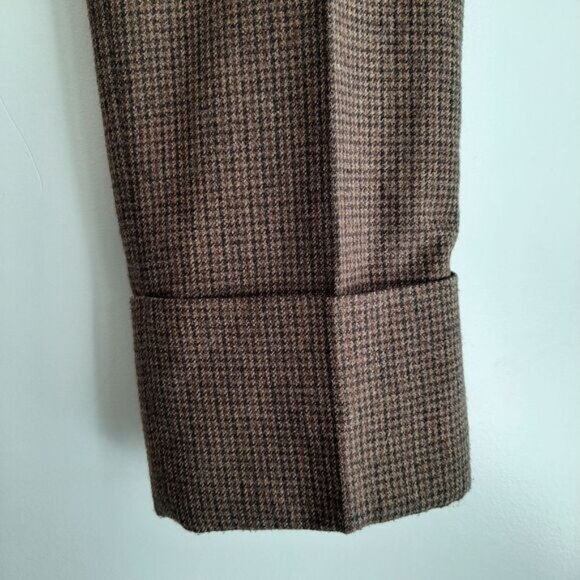CARTONNIER / Anthropolgie Cropped Cuffed Pants Brown Houndstooth Sz 2 Flawed - Picture 6 of 14